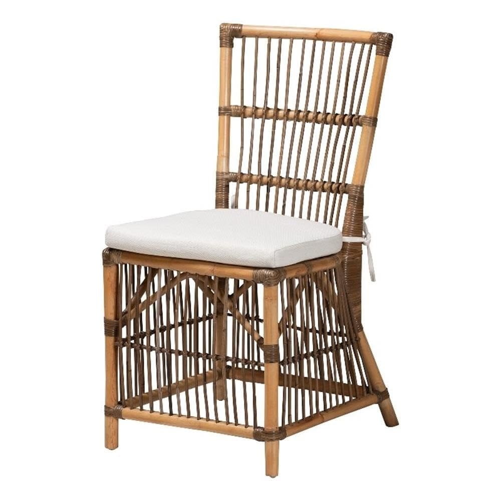 Cadeira de jantar Baxton Studio Kim Modern Bohemian White Rattan