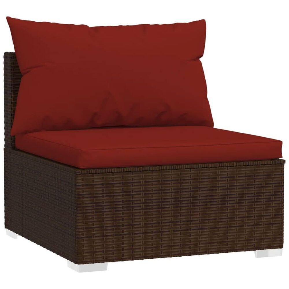 Sofá médio de pátio vidaXL Outdoor Poly Rattan Steel Brown