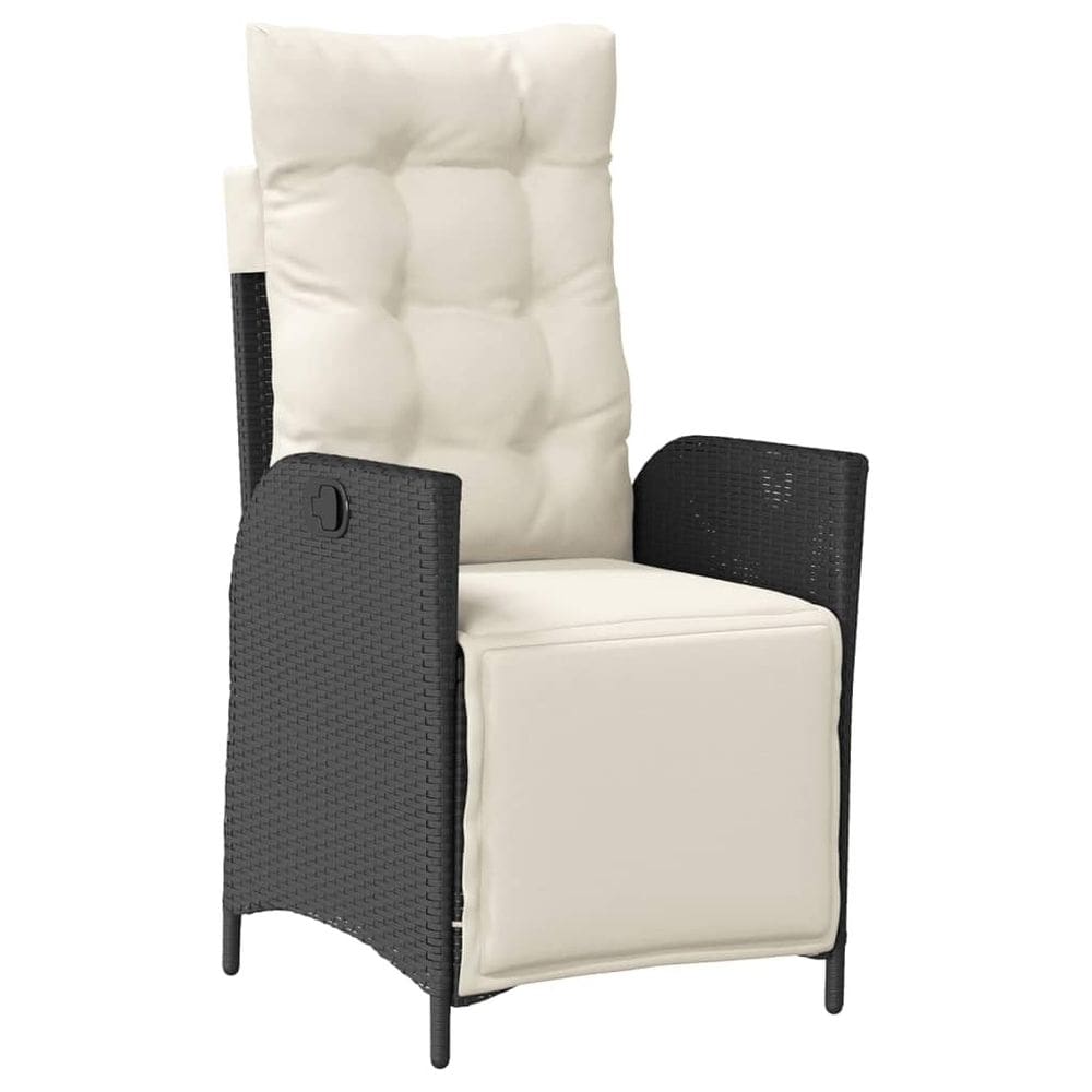 Cadeira de jardim vidaXL com encosto ajustável e apoio para os pés em rattan preto
