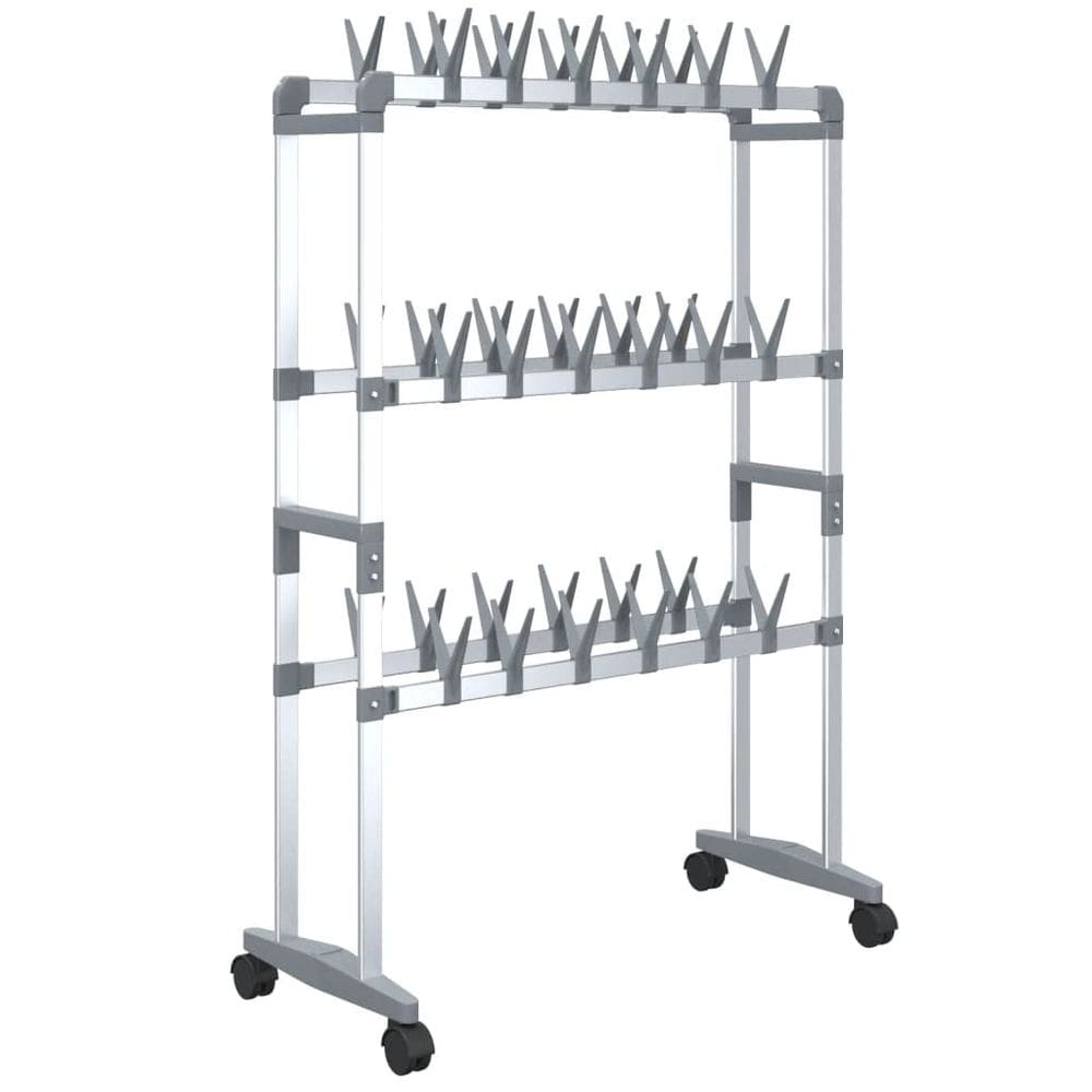 Sapateira vidaXL Silver Aluminium 36 pares com rodas 100x27x100cm