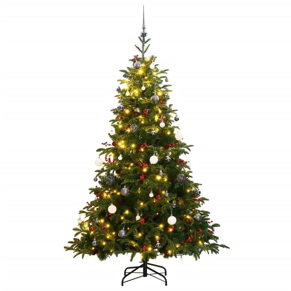 Árvore de Natal artificial vidaXL 180cm com 300 LEDs e decoração