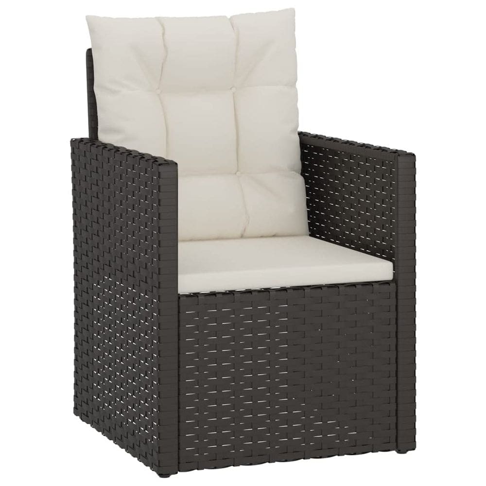 Poltrona de pátio vidaXL preta com almofadas Poly Rattan