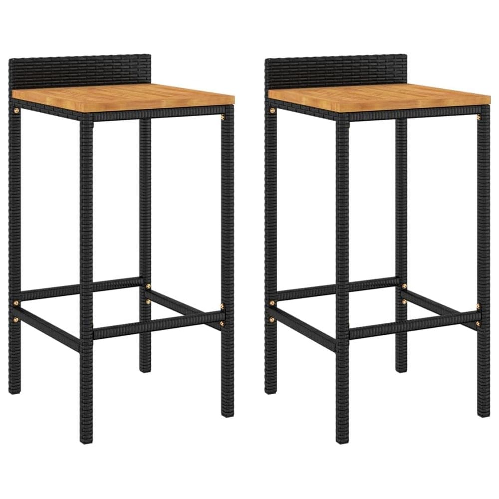 Bancos de bar vidaXL Modern, conjunto de 2 bancos de poliéster preto, madeira de acácia