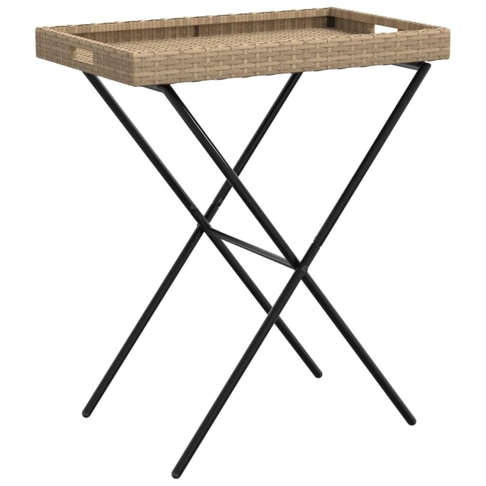 Mesa de tabuleiro dobrável VidaXL Beige Poly Rattan 65x40x75cm