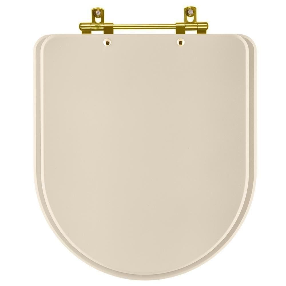Tampa De Vaso Poliéster Carrara Amendoa Para Bacia Deca Com Ferragem Dourada