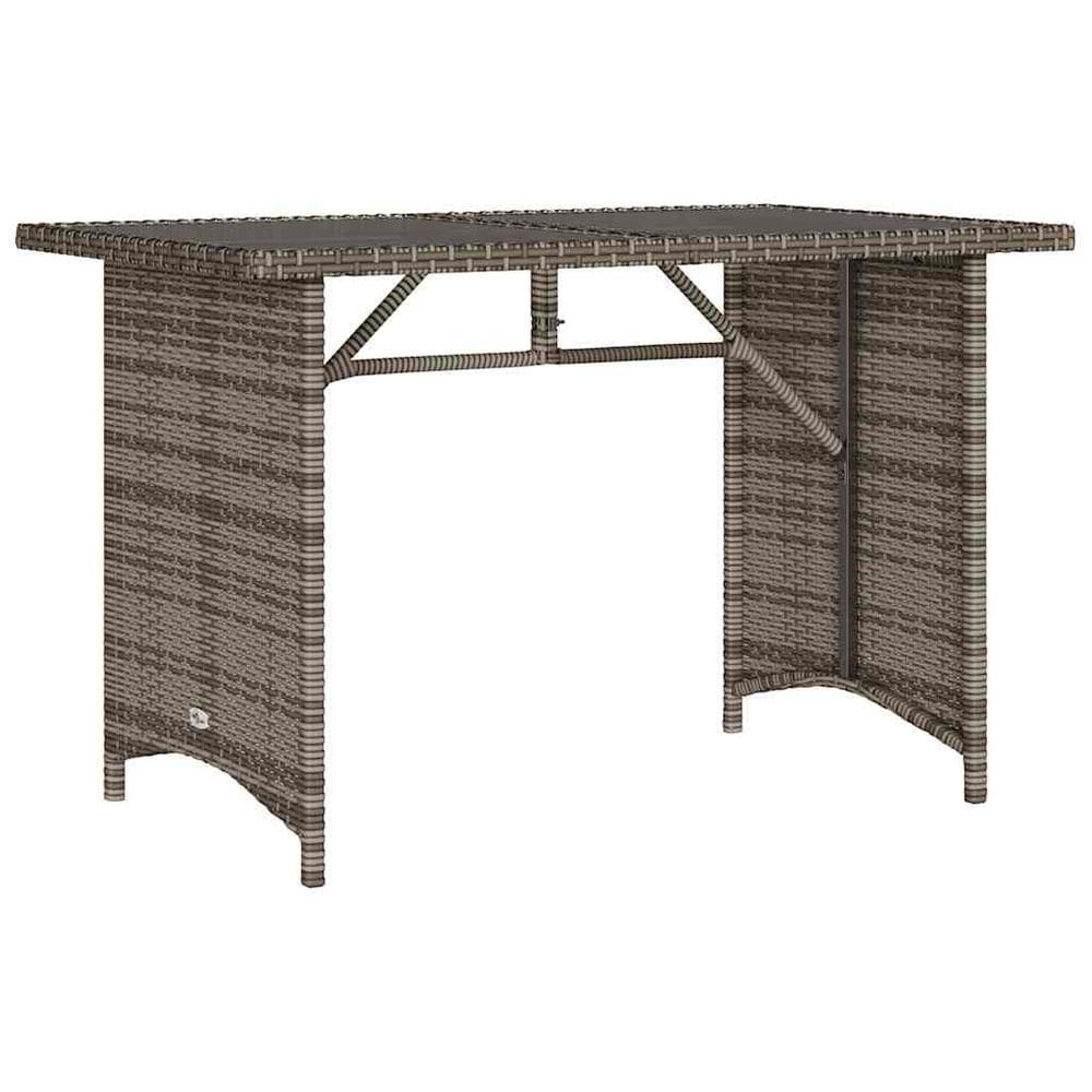 Mesa de pátio vidaXL Retangular Cinza Poly Rattan com estrutura de aço