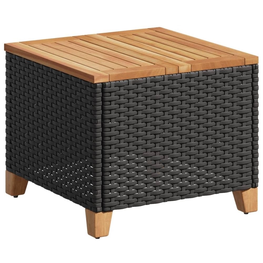 Mesa de café vidaXL Patio Square Poly Rattan, madeira de acácia