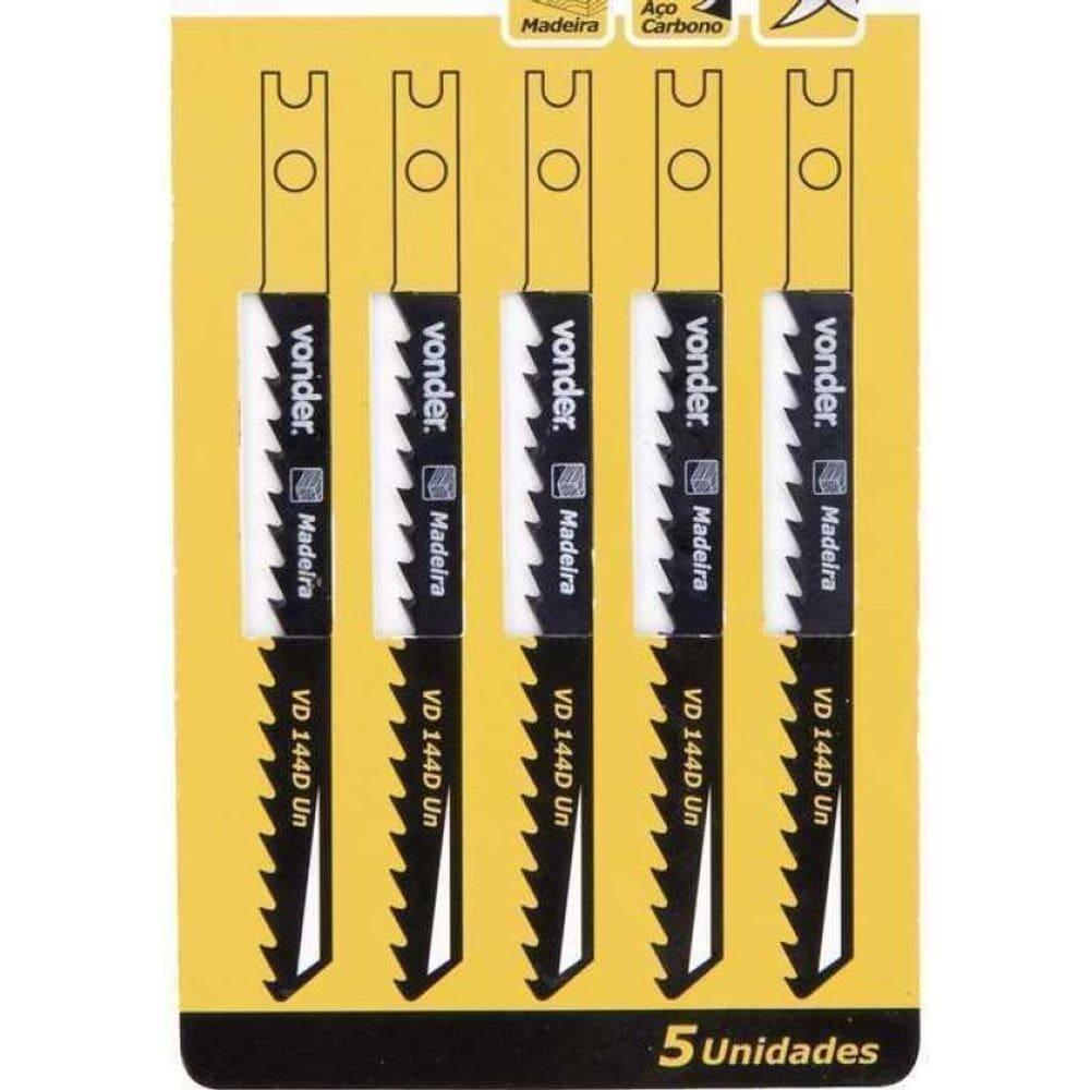 Kit 5 Lâmina Serra Tico Tico Madeira Universal 144D - Vonder