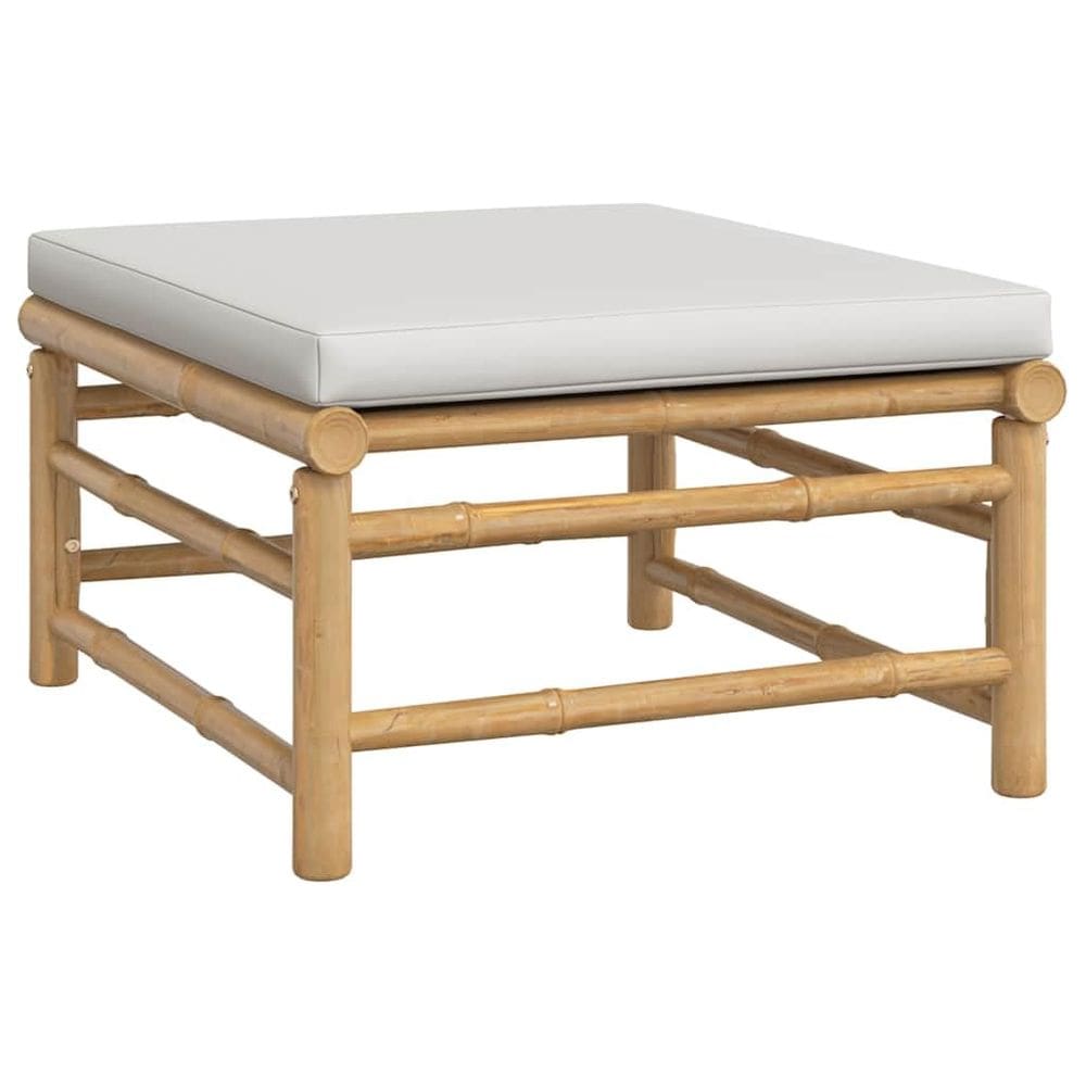 Sofá de pátio vidaXL Durable Bamboo com almofadas cinza claro 24,8 x 27,2 x 25,6 cm