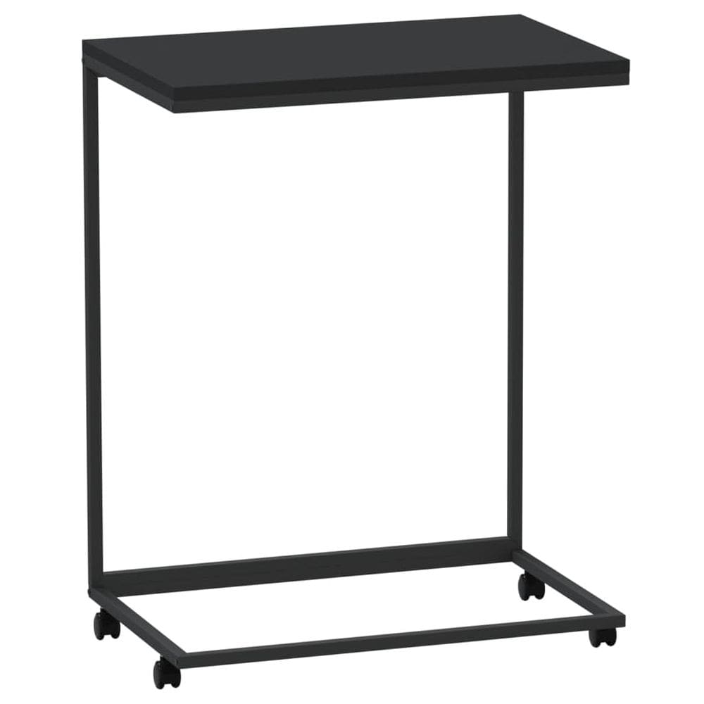 Mesa lateral vidaXL com rodas preta 55x35x70 cm de madeira projetada