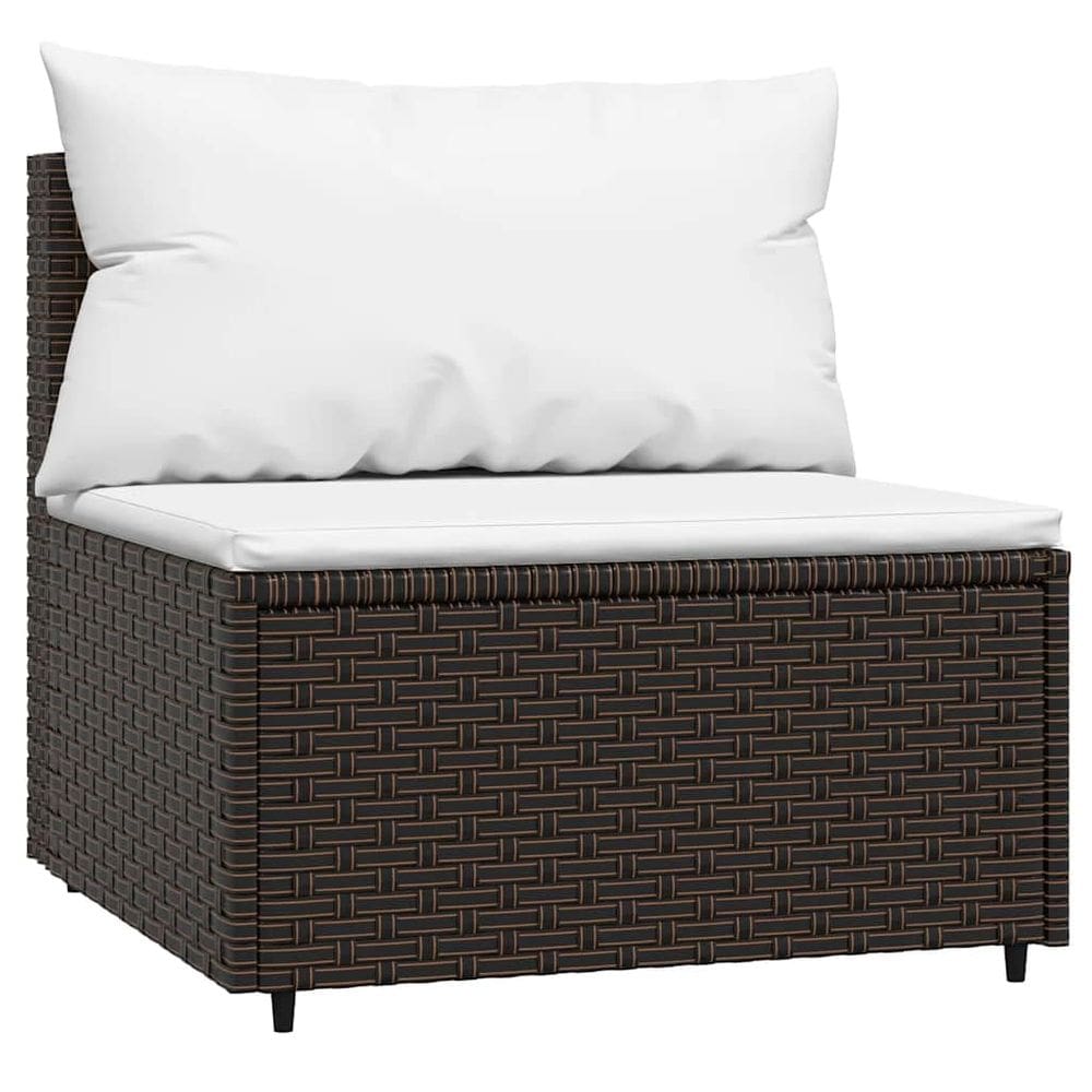 Sofá médio de pátio vidaXL elegante marrom com almofadas branco-creme