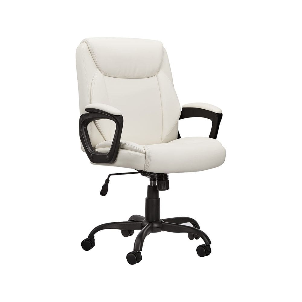 Cadeira de escritório AmazonBasics Classic Puresoft Pu acolchoada em creme