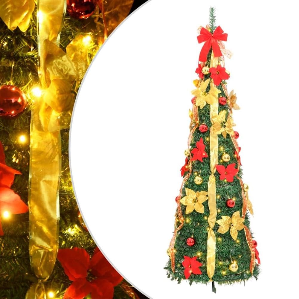 Árvore de Natal artificial vidaXL verde com luzes LED 210 cm