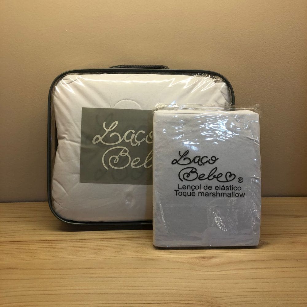 Kit Marshmallow Branco - Edredom + Lençol de Elástico - Laço Bebê