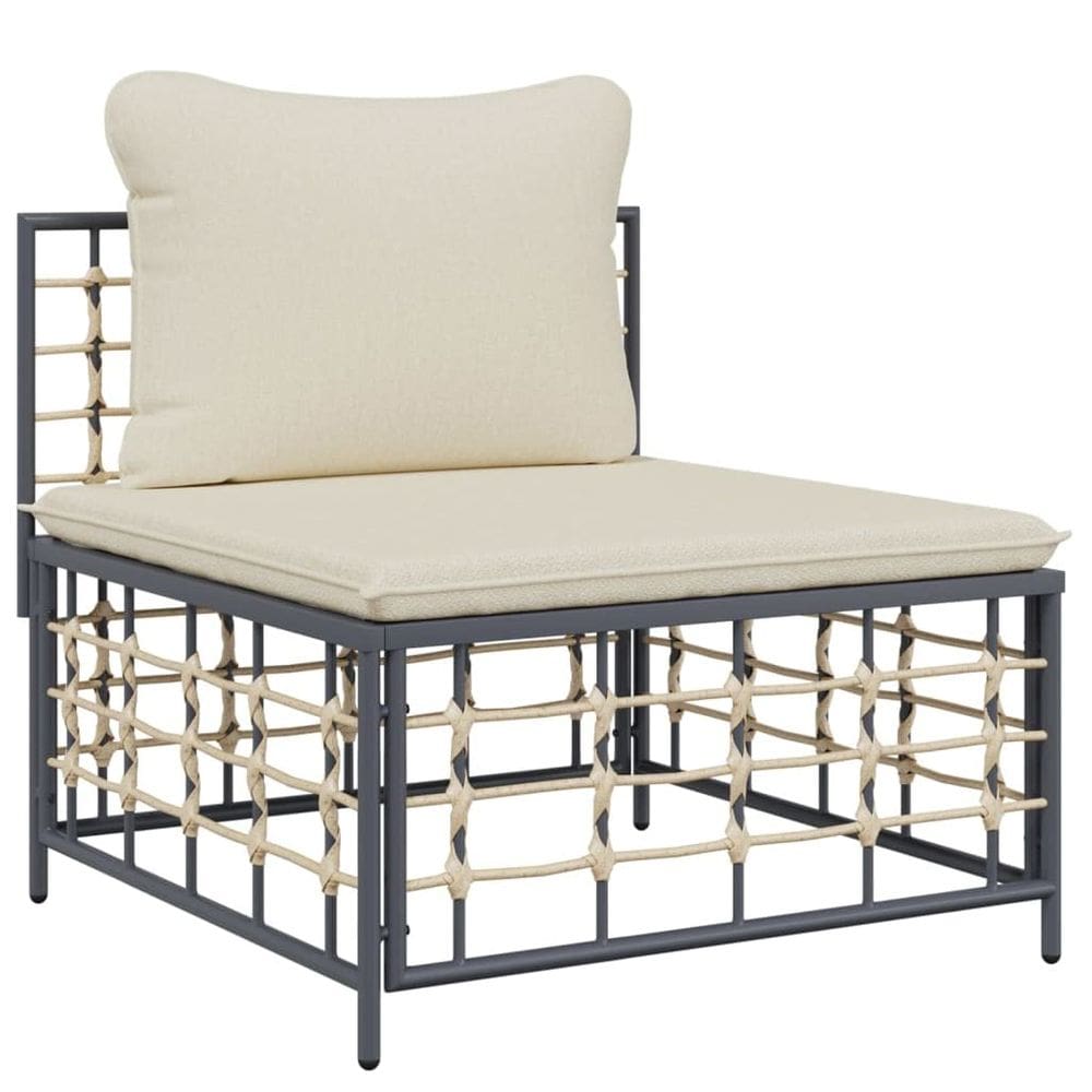 Espreguiçadeira de pátio vidaXL Poly Rattan com almofada bege em antracite