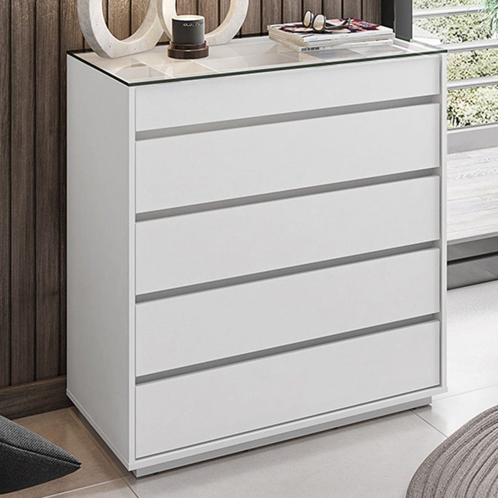 Cômoda Rabat 5 Gavetas Branco - Pnr Móveis
