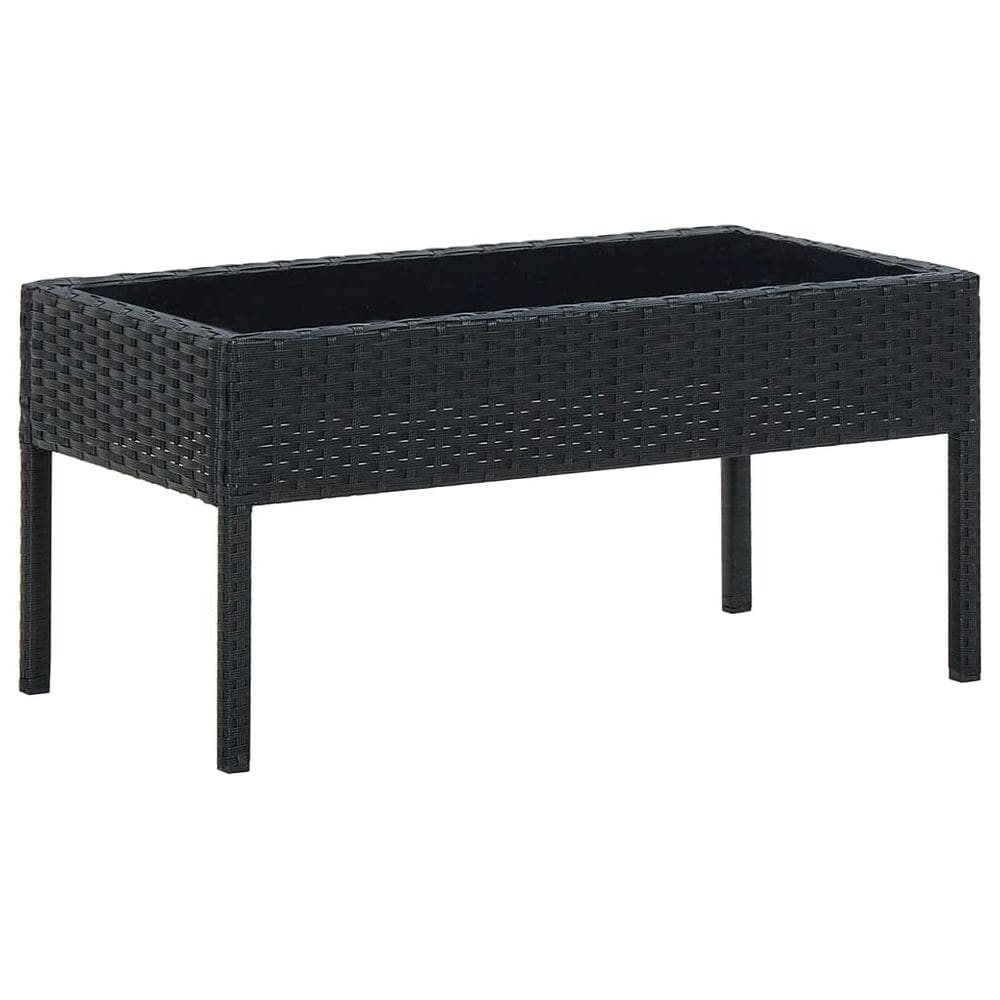 Mesa de pátio VidaXL Black Poly Ratan com tampo de vidro 75x40x37cm