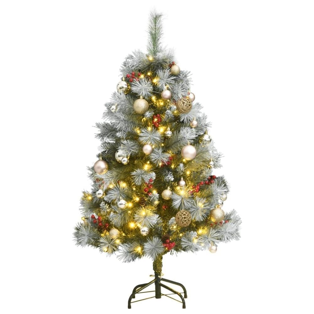 Árvore de Natal vidaXL com dobradiça artificial com 150 LEDs e conjunto de bolas