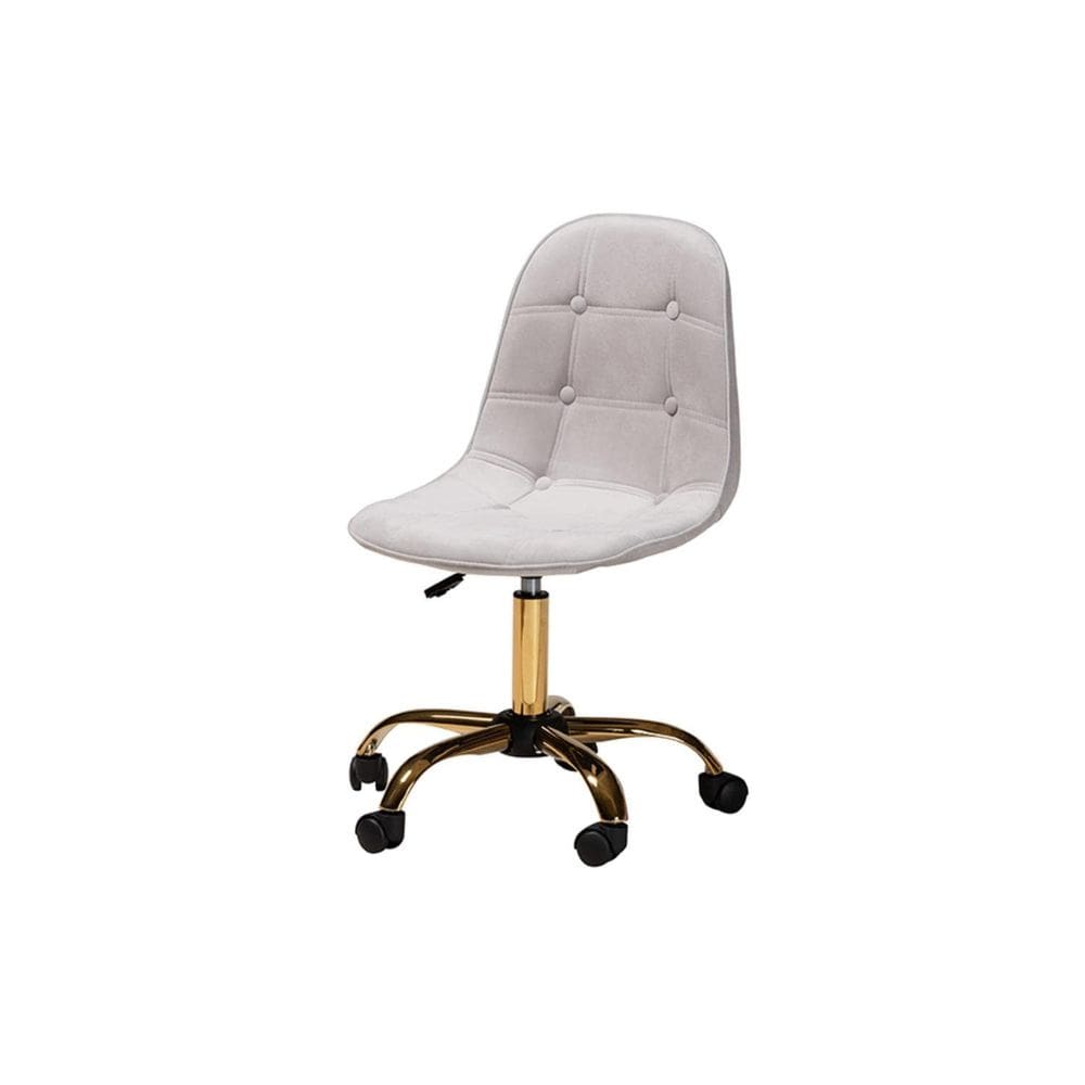 Cadeira de escritório Baxton Studio Kabira Grey Velvet com metal dourado