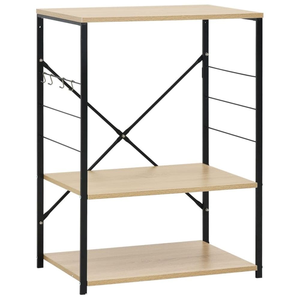 Armário de micro-ondas vidaXL preto/carvalho multiuso de 3 camadas