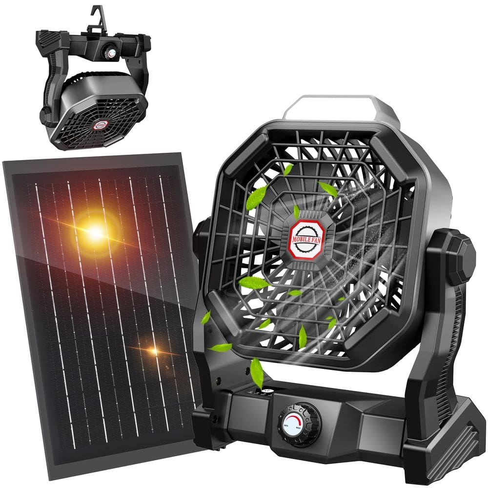 Ventilador solar JINLICTE 20000mAh com lanterna LED para acampar 7W