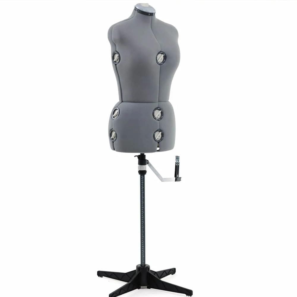 Forma de vestido SINGER feminino ajustável cinza, tamanhos 10-18, manequim
