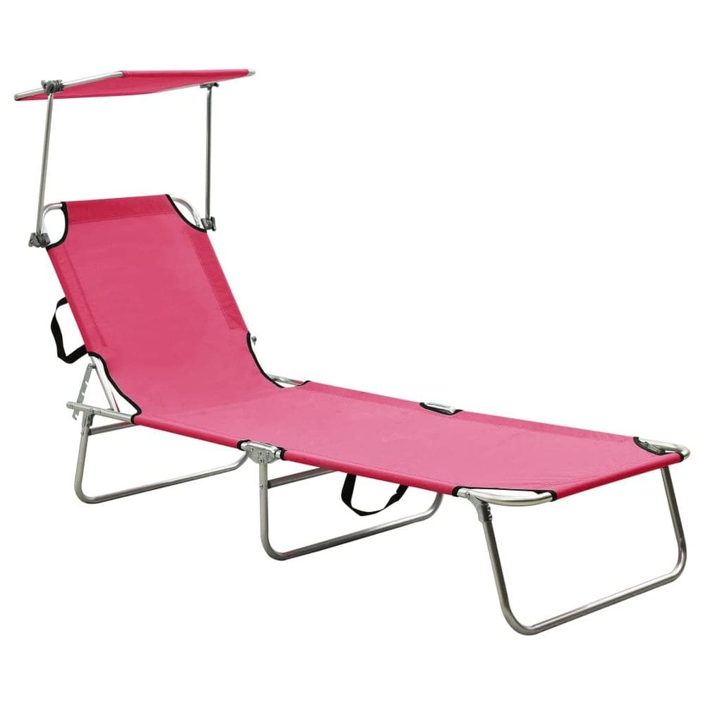 Espreguiçadeira dobrável vidaXL em alumínio rosa com dossel 120 kg