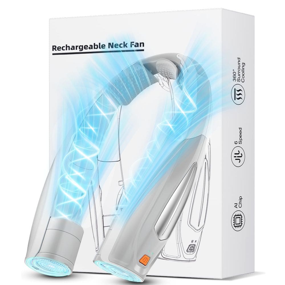 Ventilador de pescoço Hionly AI de 6 velocidades, bateria recarregável de 6000mAh