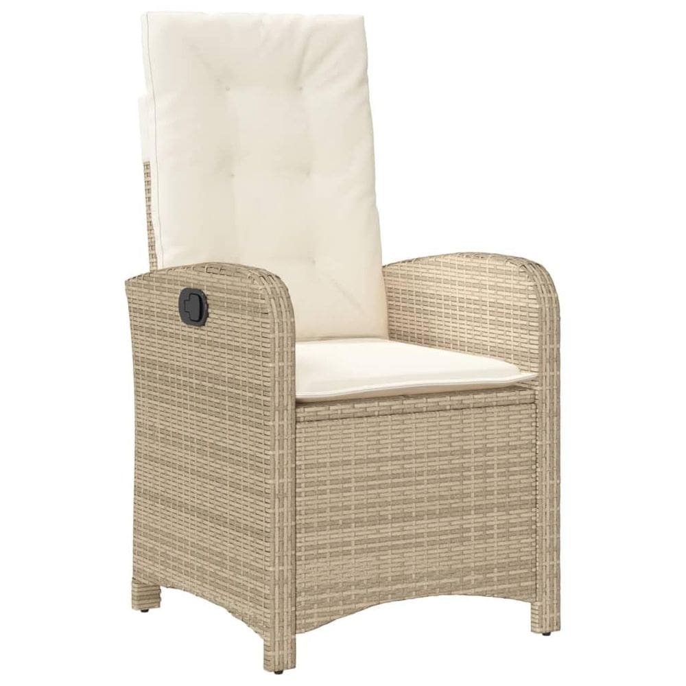 Cadeira de pátio reclinável vidaXL Beige Poly Rattan com almofadas