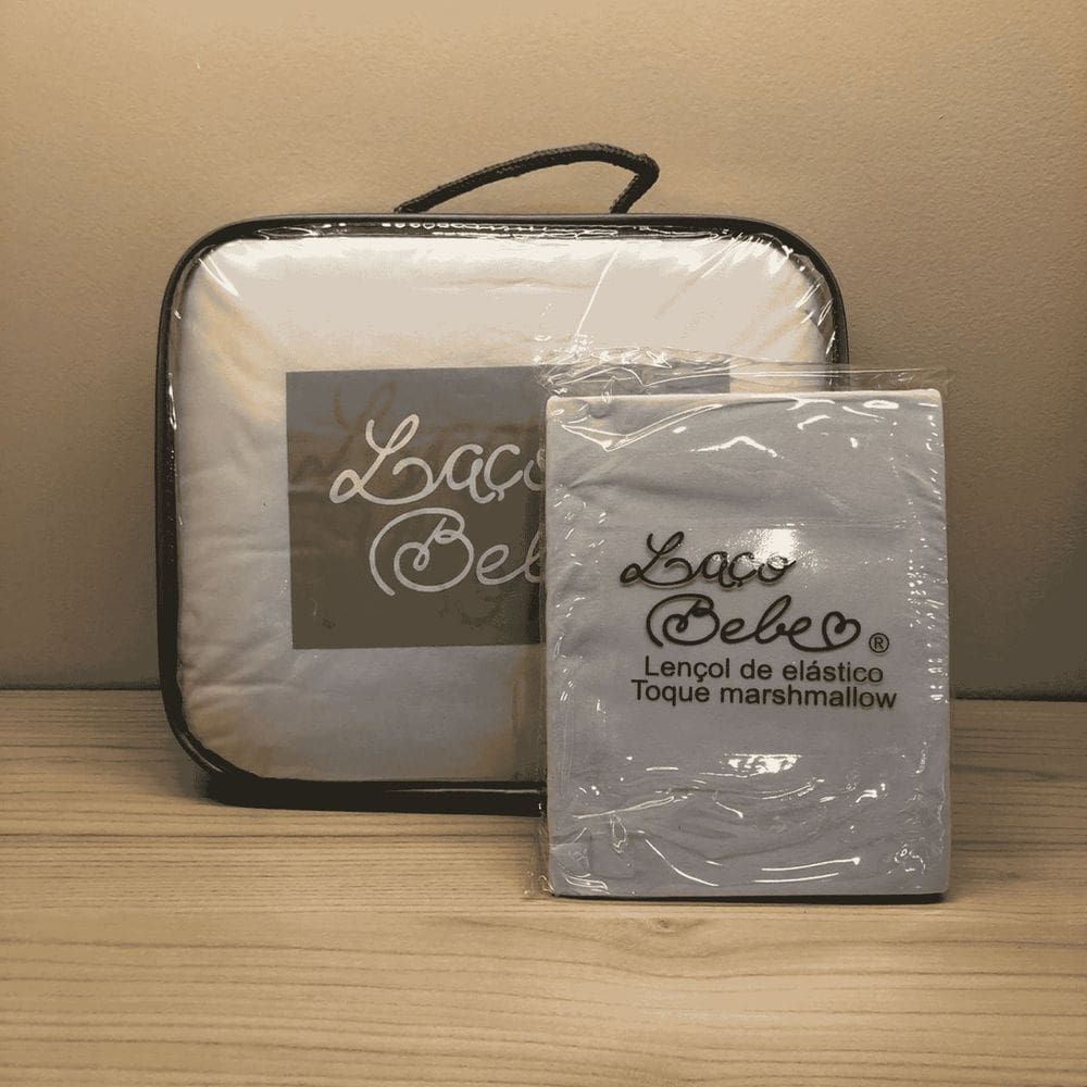 Kit Marshmallow Bege - Edredom + Lençol de Elástico - Laço Bebê