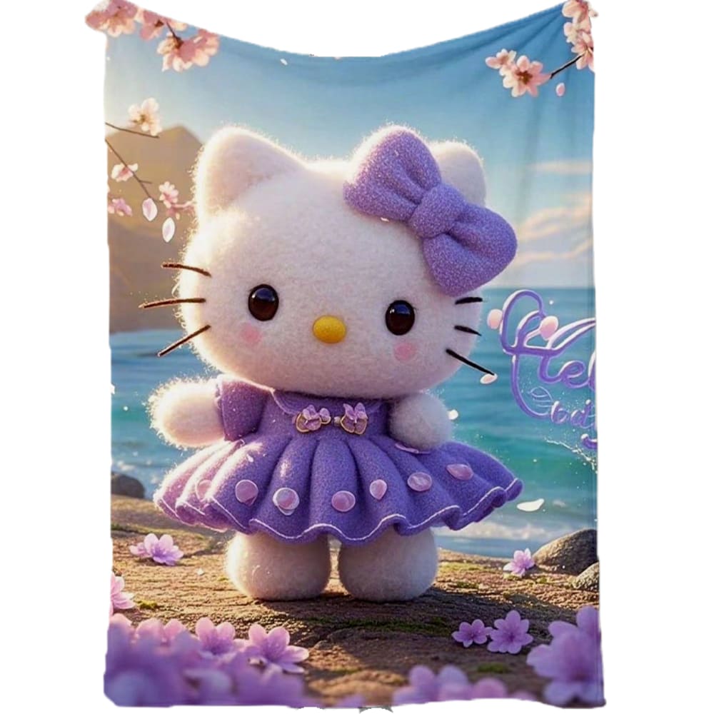 Cobertor SANMU de flanela com padrão de Halloween roxo Hello Kitty