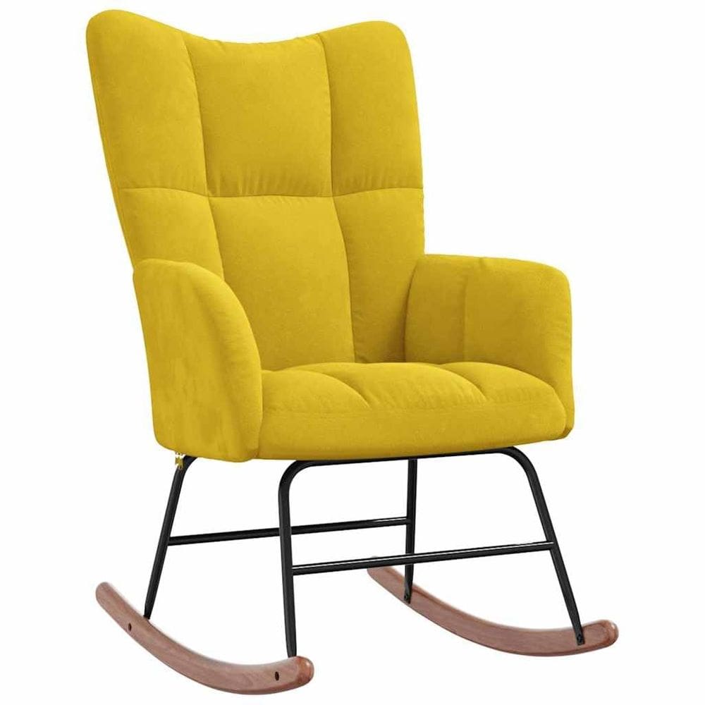 Cadeira de balanço vidaXL Mostarda, Veludo Amarelo, Design Moderno