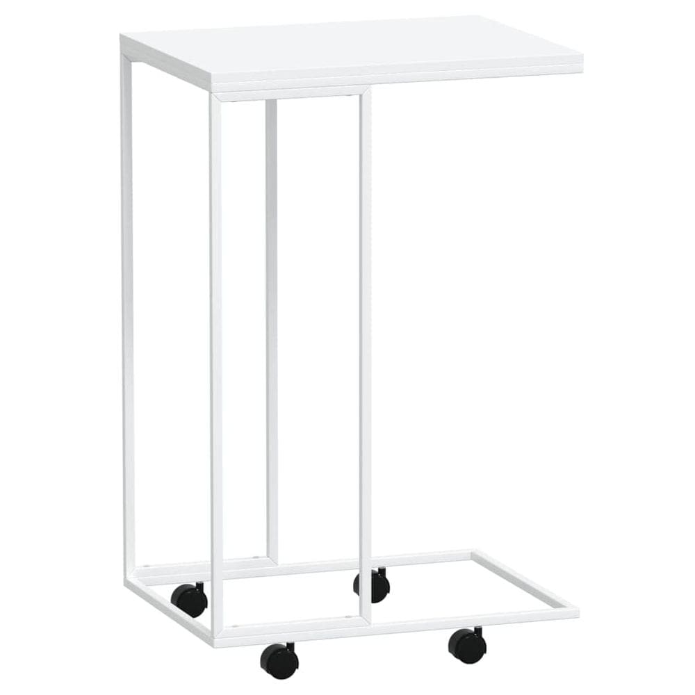 Mesa lateral vidaXL branca/marrom estilo industrial em forma de C
