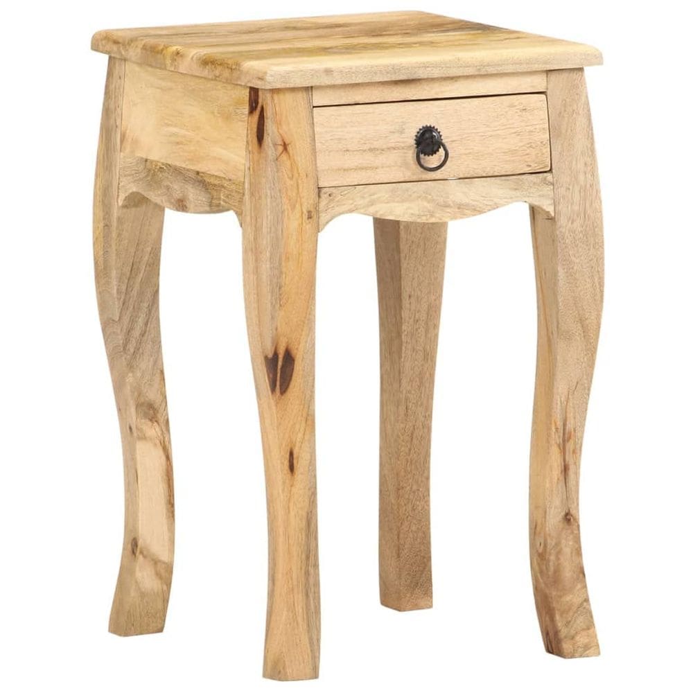 Mesa de cabeceira vidaXL em madeira maciça de manga rústica com gaveta