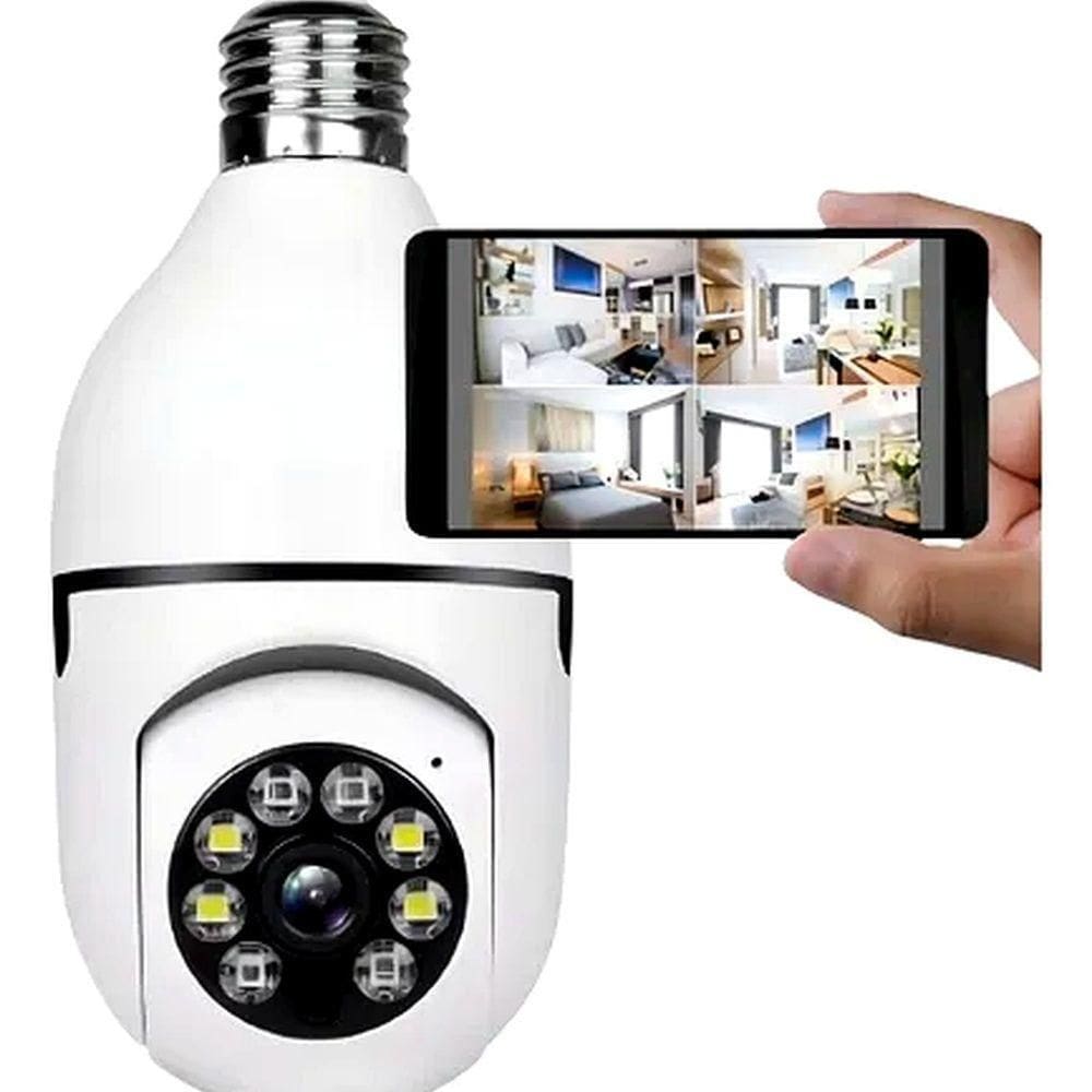 Câmera De Segurança Wifi Ip Lampada Full Hd Visão Noturna