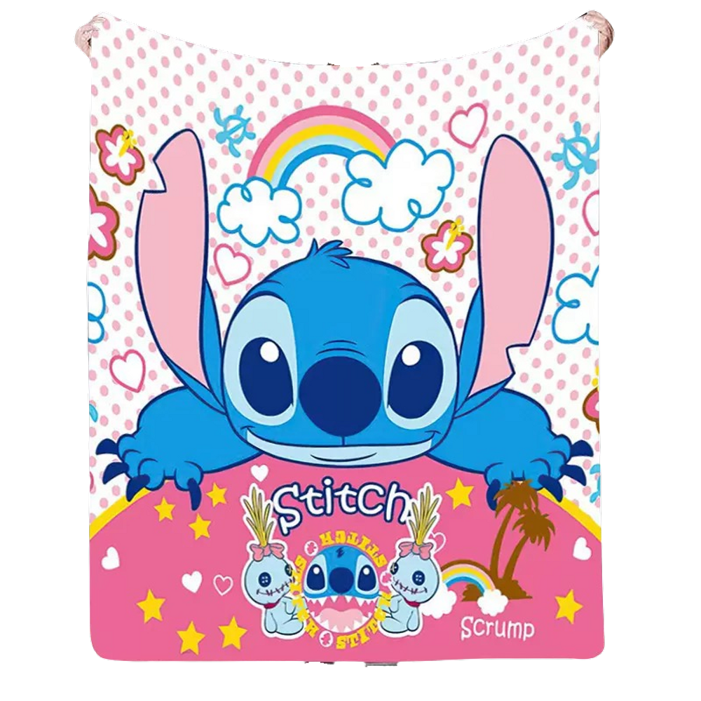 Cobertor SANMU Flannel Soft Anime Stitch Rainbow 300g