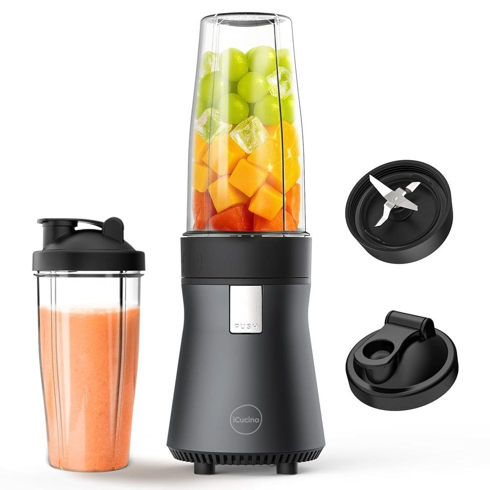 Liquidificador de batidos ICUCINA 500W com 2 copos de 750 ml para batidos