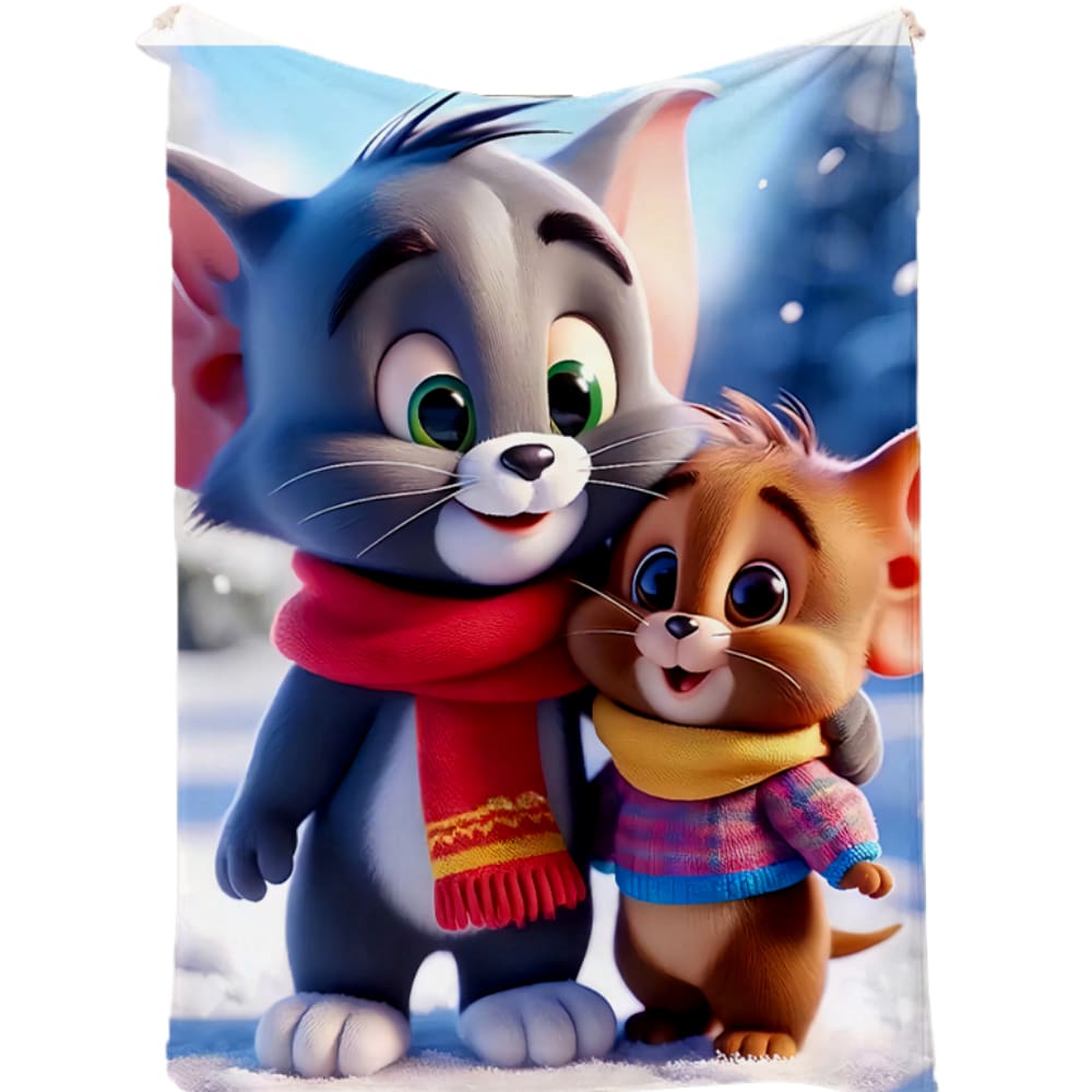 Cobertor SANMU Flannel Halloween Tom Cat e Jerry Snow