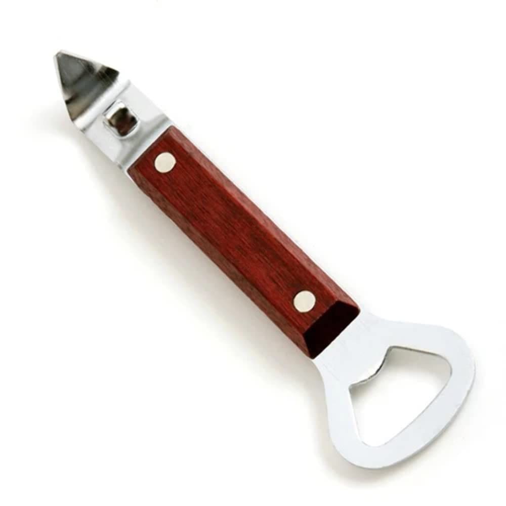 Abridor de garrafas Can Punch Norpro Brown com alça de madeira dura de 14,5 cm