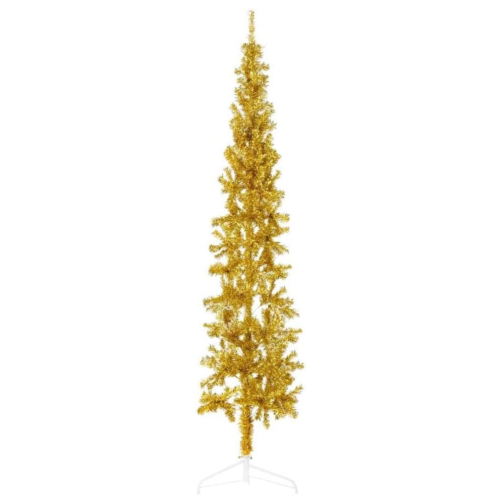Árvore de Natal vidaXL Artificial Slim Half 2,1 m dourada