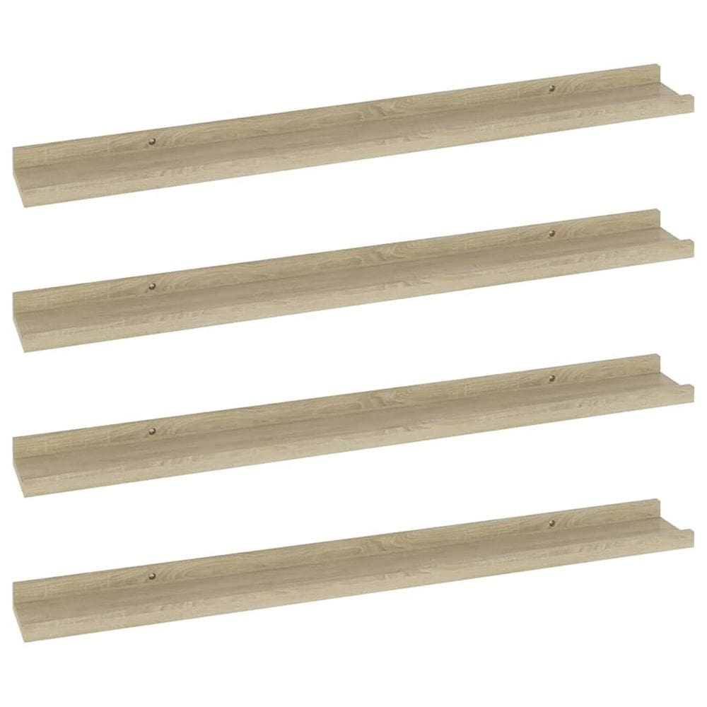 Prateleiras de parede VidaXL Sonoma Oak Finish Conjunto de 4 MDF 80x9x3cm