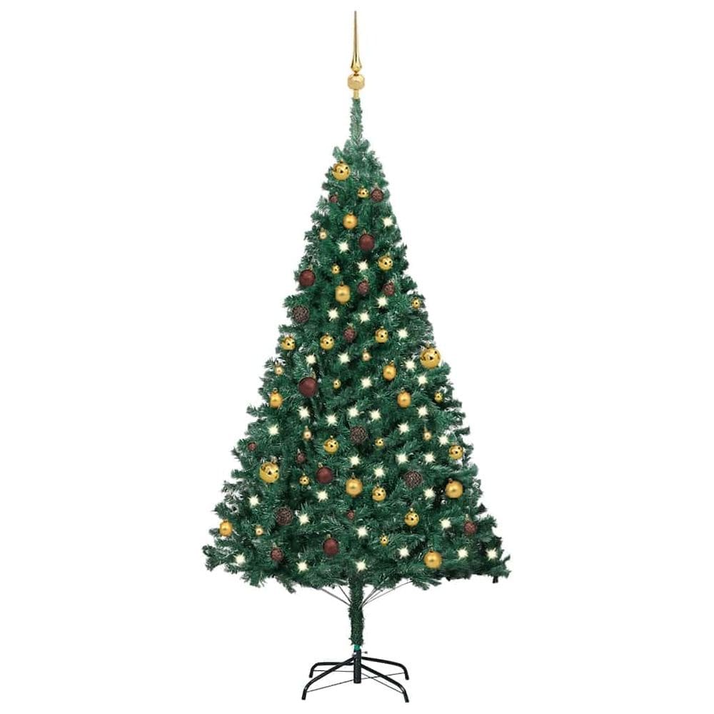 Árvore de Natal artificial vidaXL com LEDs e conjunto de bolas de 6 pés
