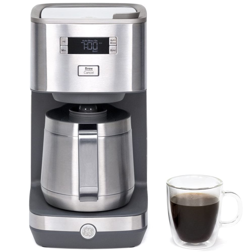 Cafeteira GE Drip de 10 xícaras com temporizador, garrafa térmica em aço inoxidável