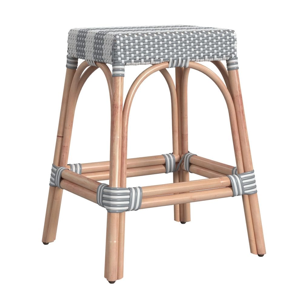 Banqueta Offex Transitional Retangular Cinza Rattan