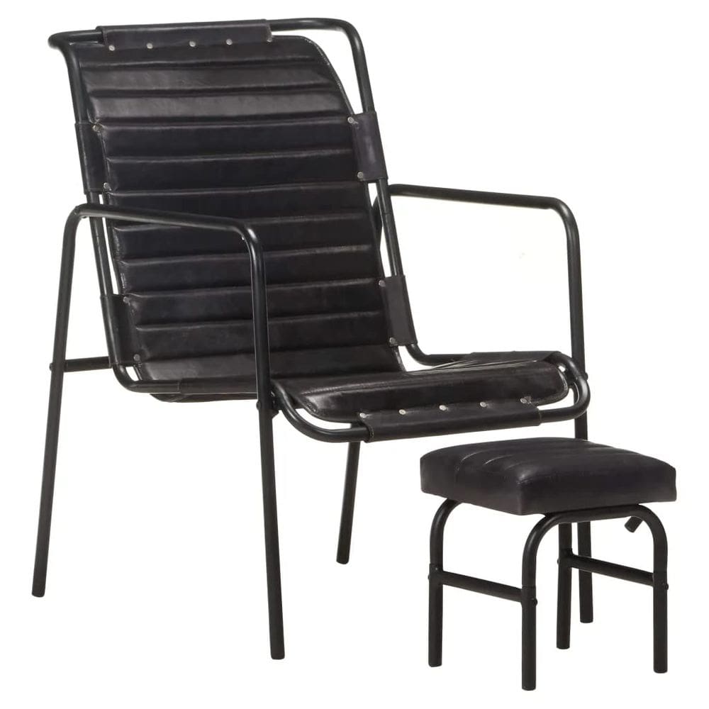 Poltrona vidaXL Furniking Relaxing com apoio para os pés em couro preto
