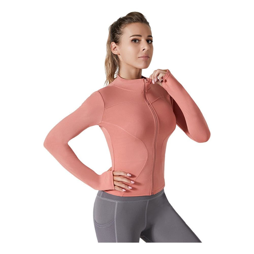 Jaqueta feminina respirável de alta elasticidade para treinamento de corrida
