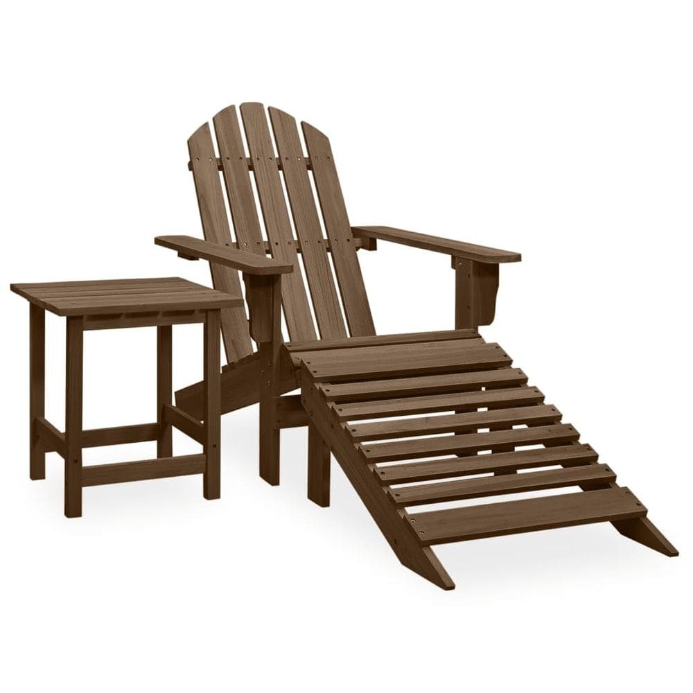 Conjunto de cadeiras Patio Adirondack vidaXL de 3 peças com pufe e mesa
