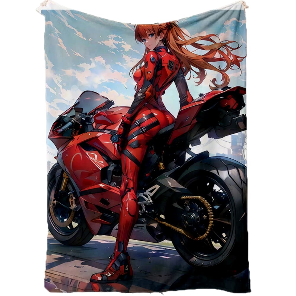 Cobertor SANMU Flannel EVA Asuka Langley Soryu Motobike Pattern