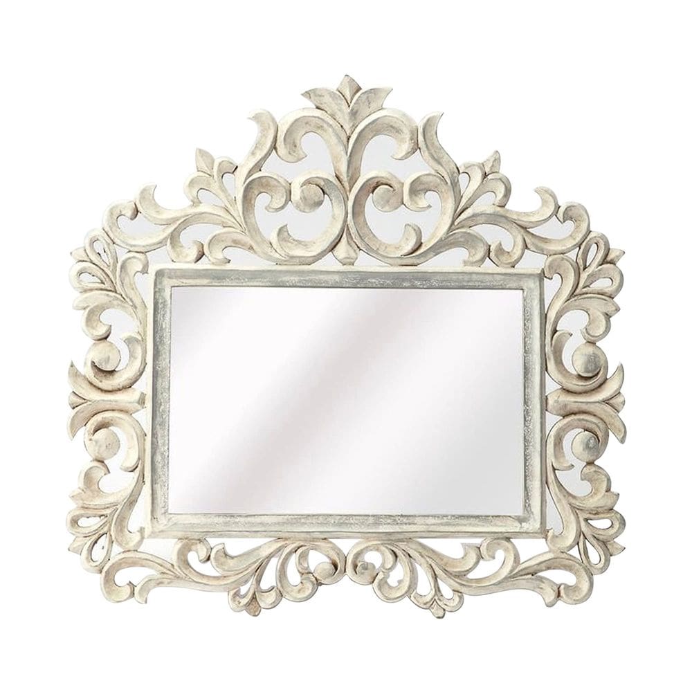 Espelho Offex Home Decorative Tradicional de Parede Esculpida Branca