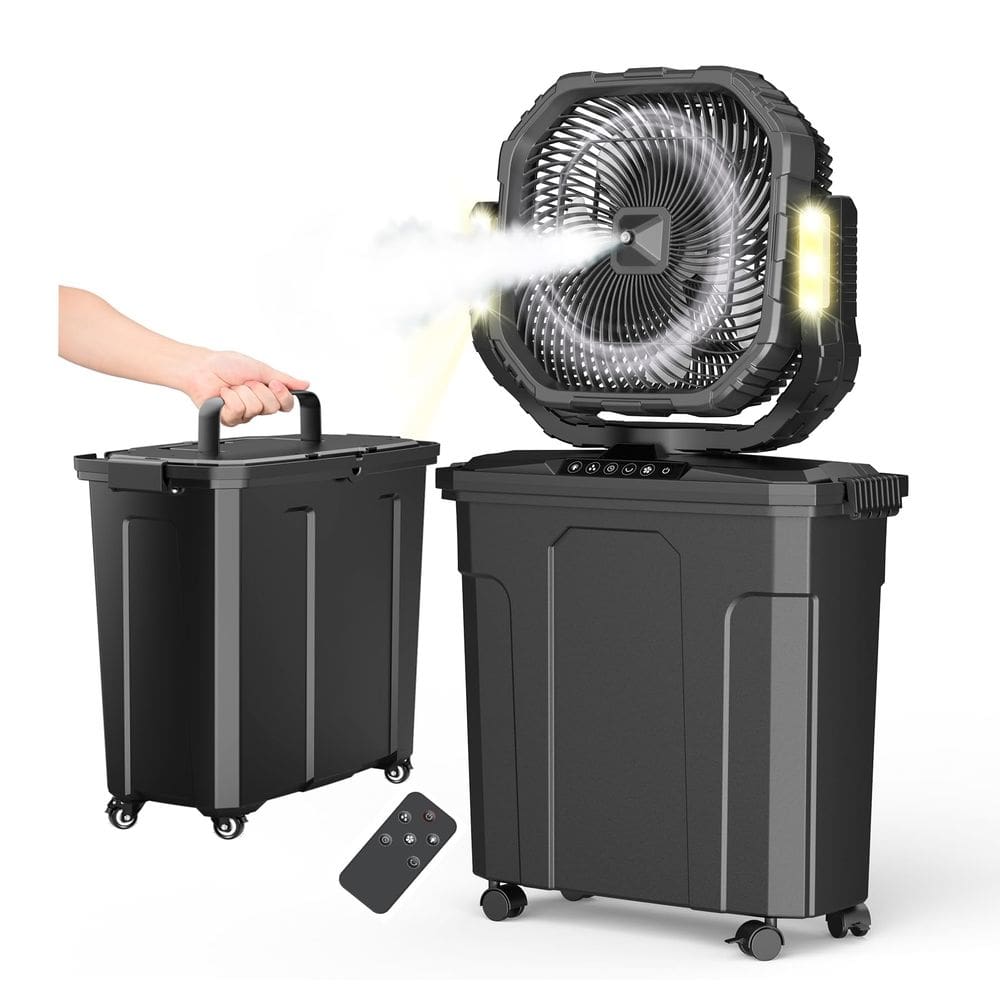 Ventilador de balde de nebulização Ausic 20L 30.000 mAh com controle remoto de 12”